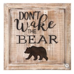 Don't wake the bear wood wall decor
